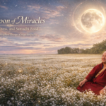 Khenpo Choga Rinpoche under full moon in field of flowers